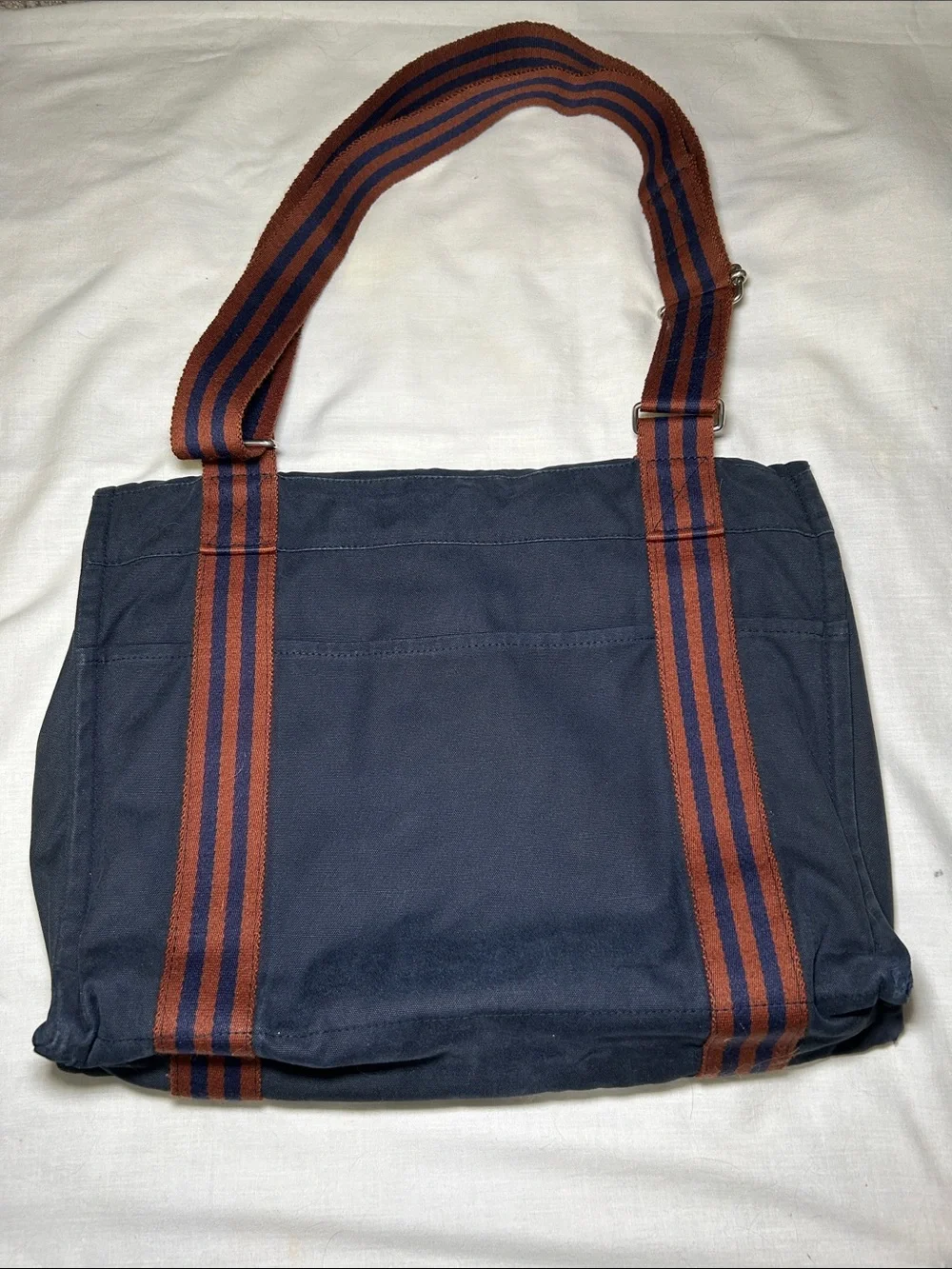 Vintage Hermès Fourre Tout Besace MM shoulder bag in navy cotton canvas